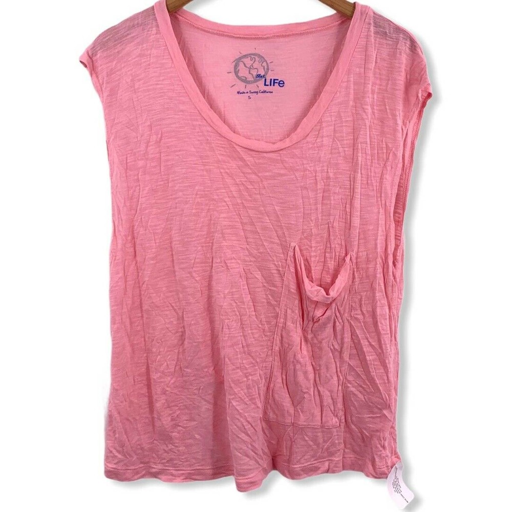 Blue Life Pink Lightweight Round‎ Neck Pocket Tee S